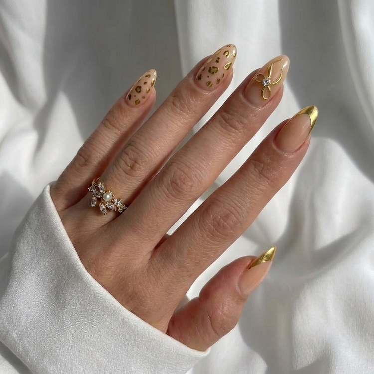 Golden Muse Almond Nails - Press On Nails