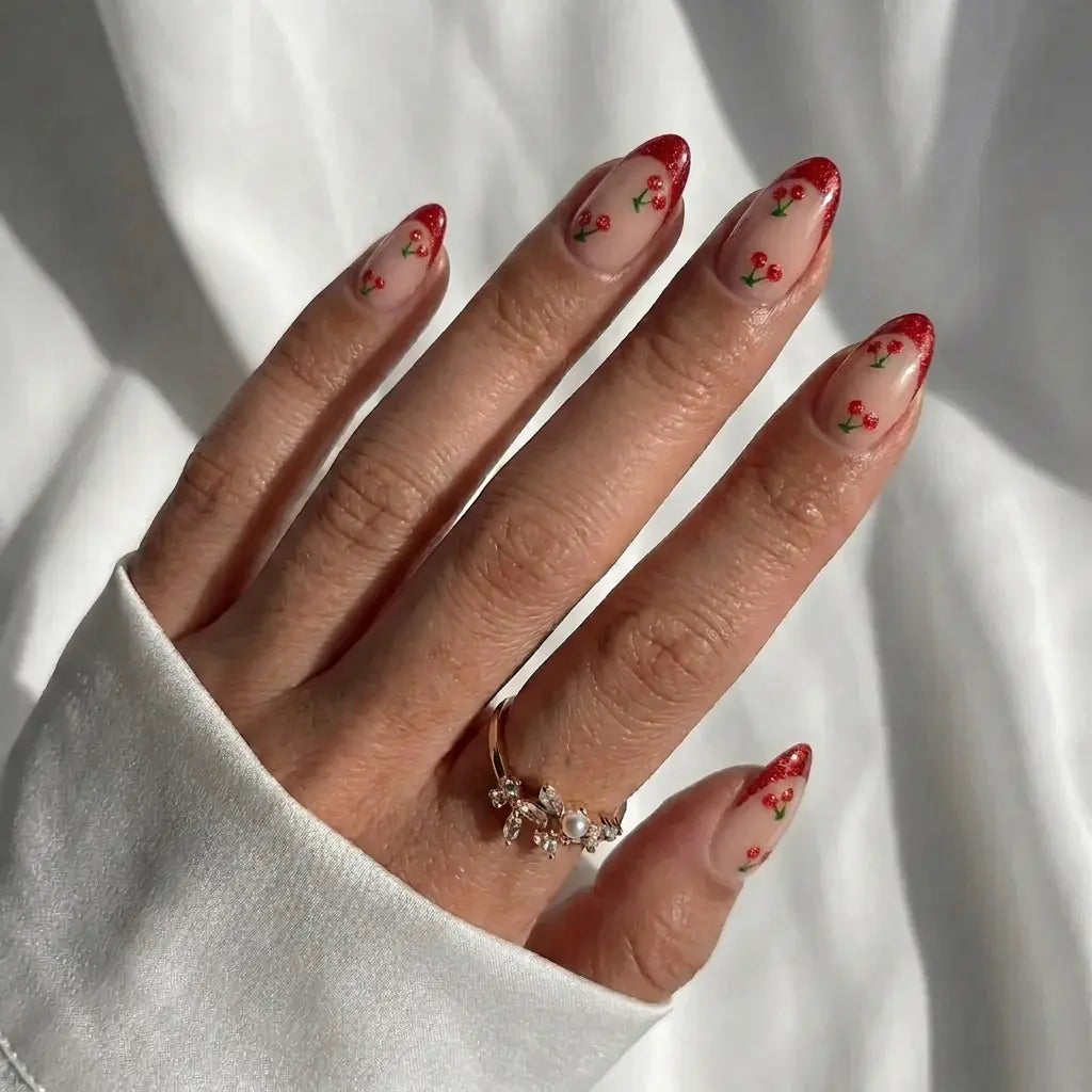 Cherry Red Almond Nails - Press On Nails Nail Pop Studio