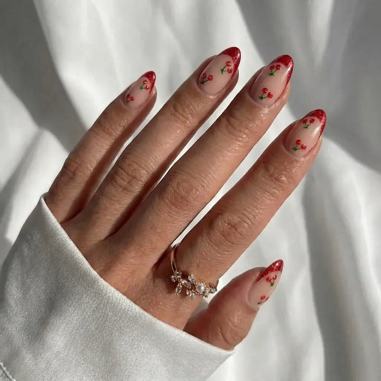 Cherry Red Almond Nails - Press On Nails Nail Pop Studio