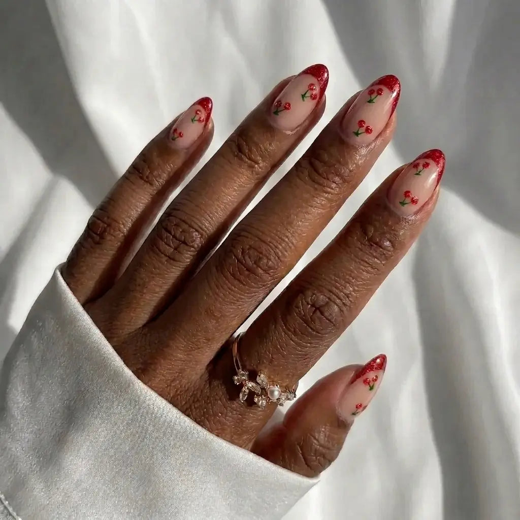 Cherry Red Almond Nails - Press On Nails Nail Pop Studio