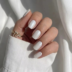 Classic Pearl White Square Nails - Press On Nails Nail Pop Studio