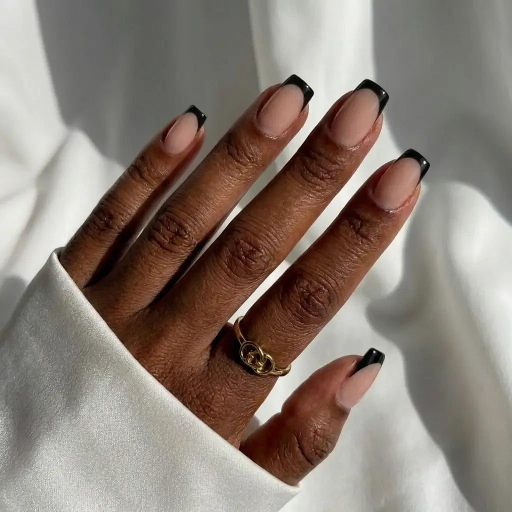Classic Black French Square Nails - Press On Nails Nail Pop Studio