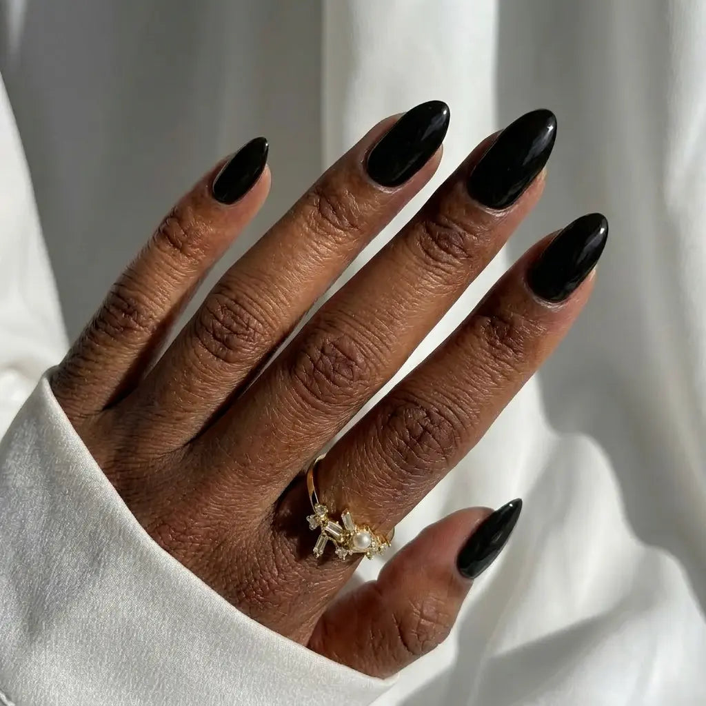 Black Almond Nails - Press on Nails Nail Pop Studio