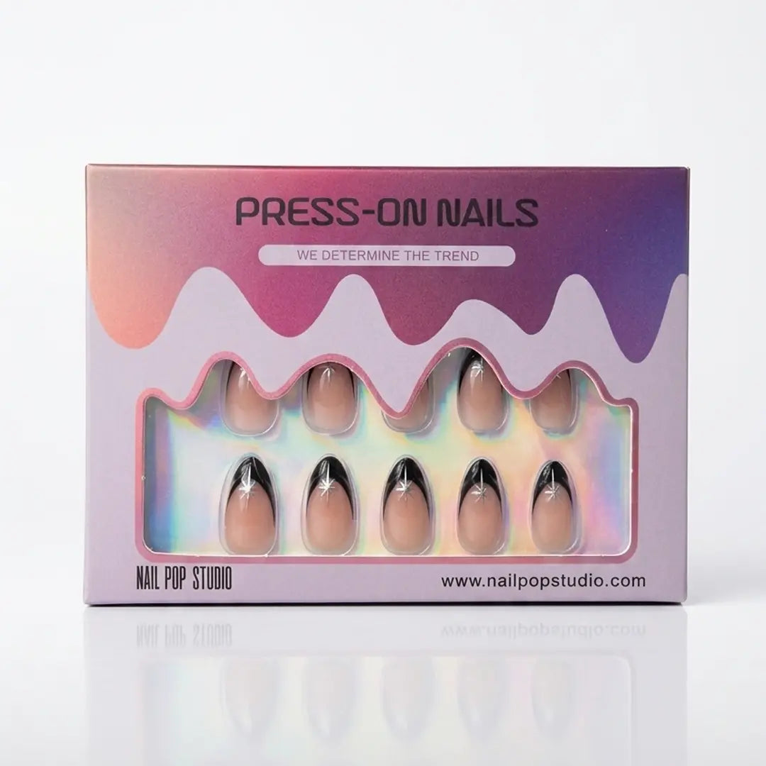 Midnight Spark Almond Nails - Press On Nails Nail Pop Studio