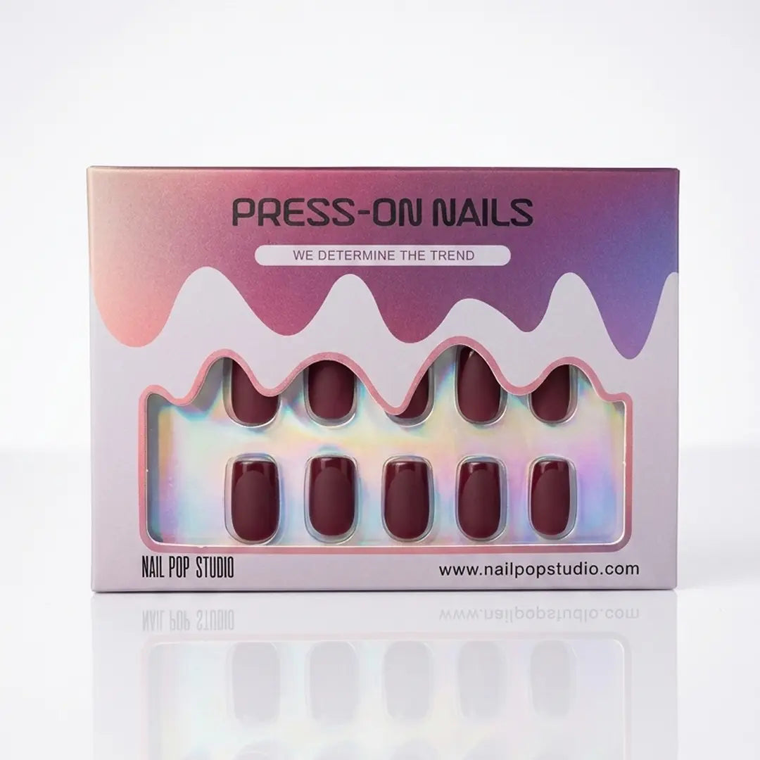 Plum Velvet Square Nails - Press On Nails Nail Pop Studio