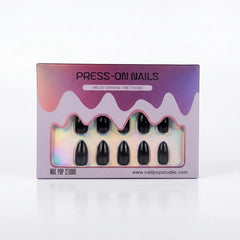 Black Almond Nails - Press on Nails Nail Pop Studio