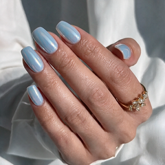 Blue Chrome Square Nails - Press On Nails