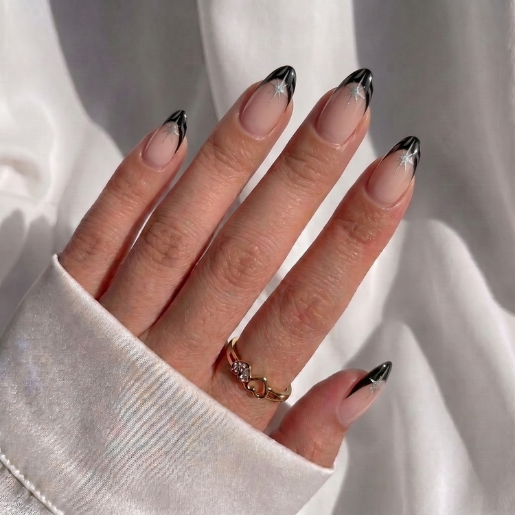 Midnight Spark Almond Nails - Press On Nails