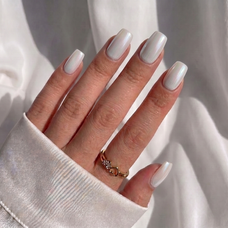Classic Pearl White Square Nails - Press On Nails