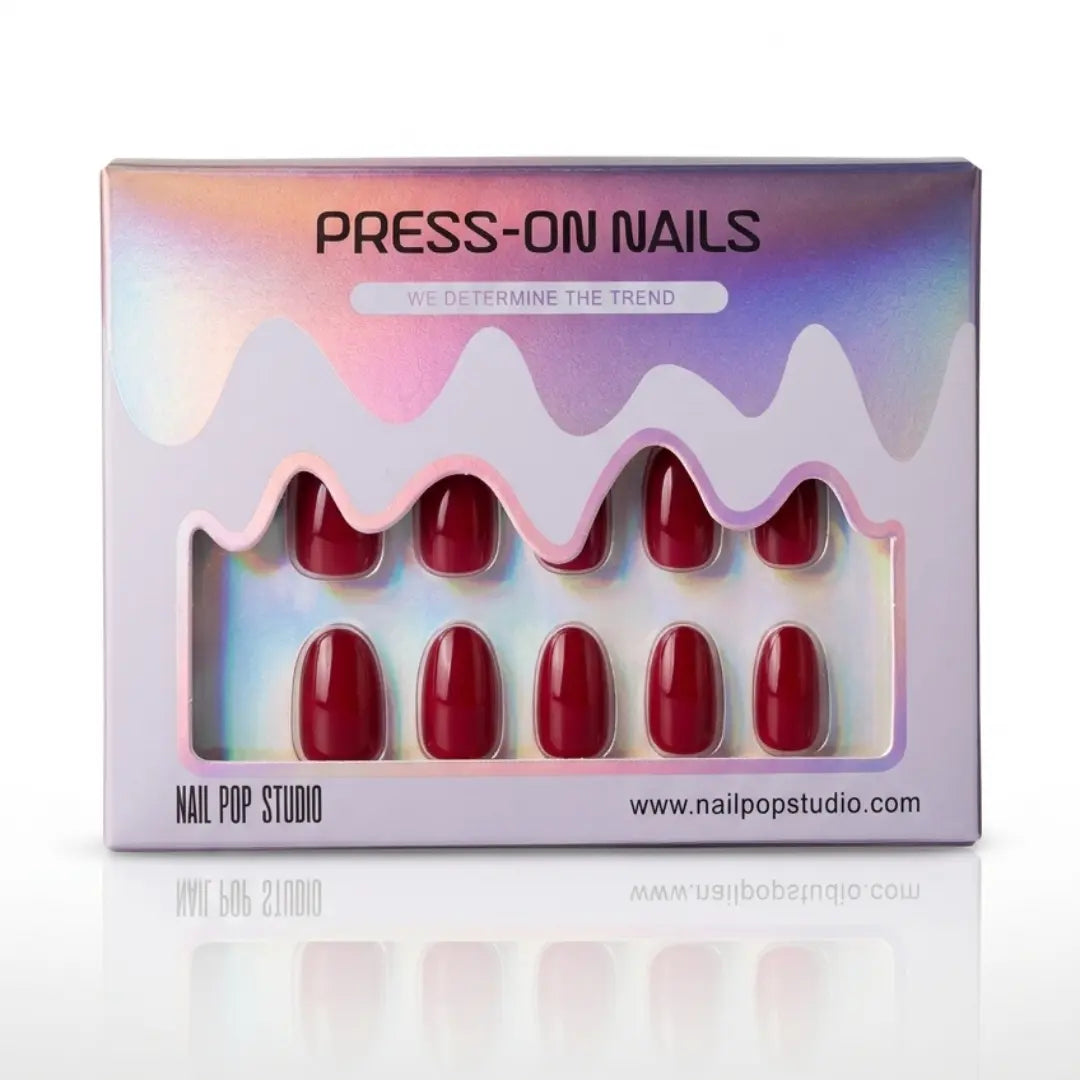 Grape Red Oval Nails - Press On Nails Nail Pop Studio
