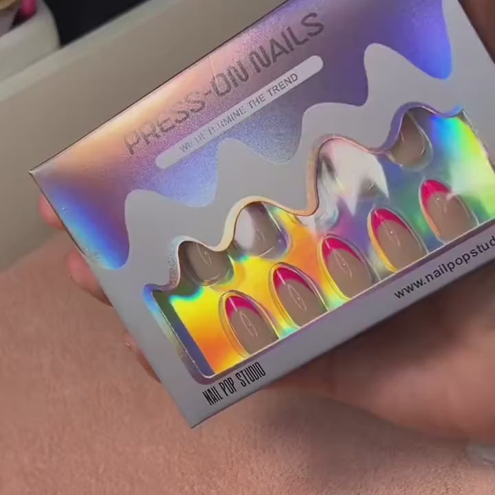 Summer Berry French Almond Nails - Press On Nails