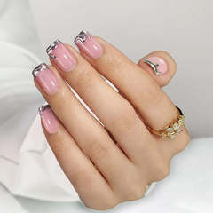 Chrome Edge Square Nails - Press On Nails | Long Lasting & Reusable Nail Pop Studio