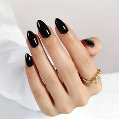 Black Almond Nails - Press on Nails | Long Lasting & Reusable Nail Pop Studio